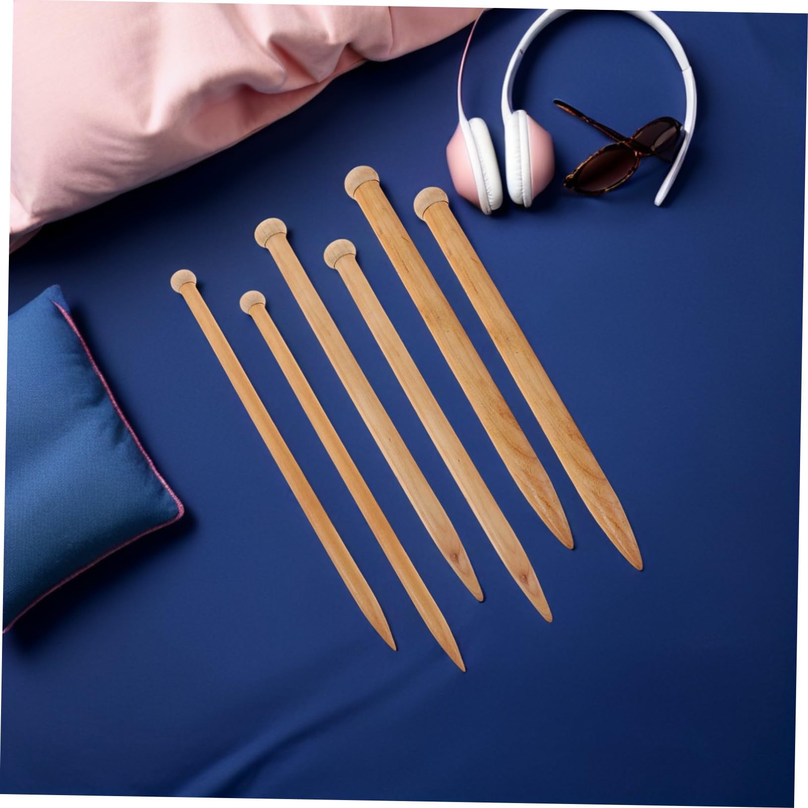 OFFSCH 6piezas Agujas de Tejer Grandes de Madera para Hilo Grueso Agujas Rectas para Bufandas Suéteres y Decoración del Hogar DIY para Principiantes