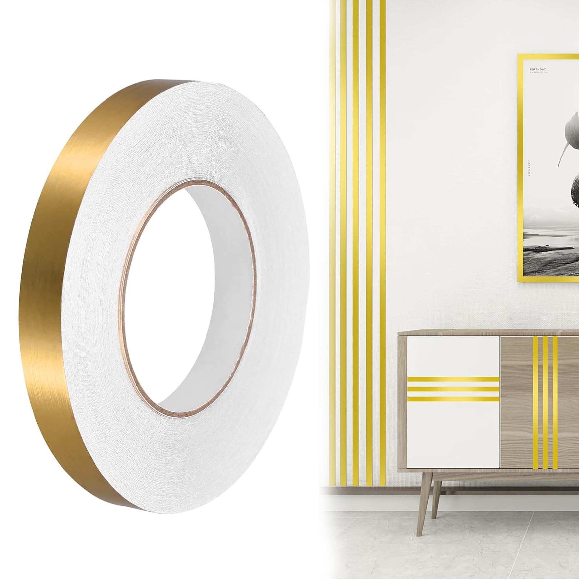 4 Rotoli Nastro Adesivo Decorativo Oro - Per Pareti, Mobili, Regali - Foto 12