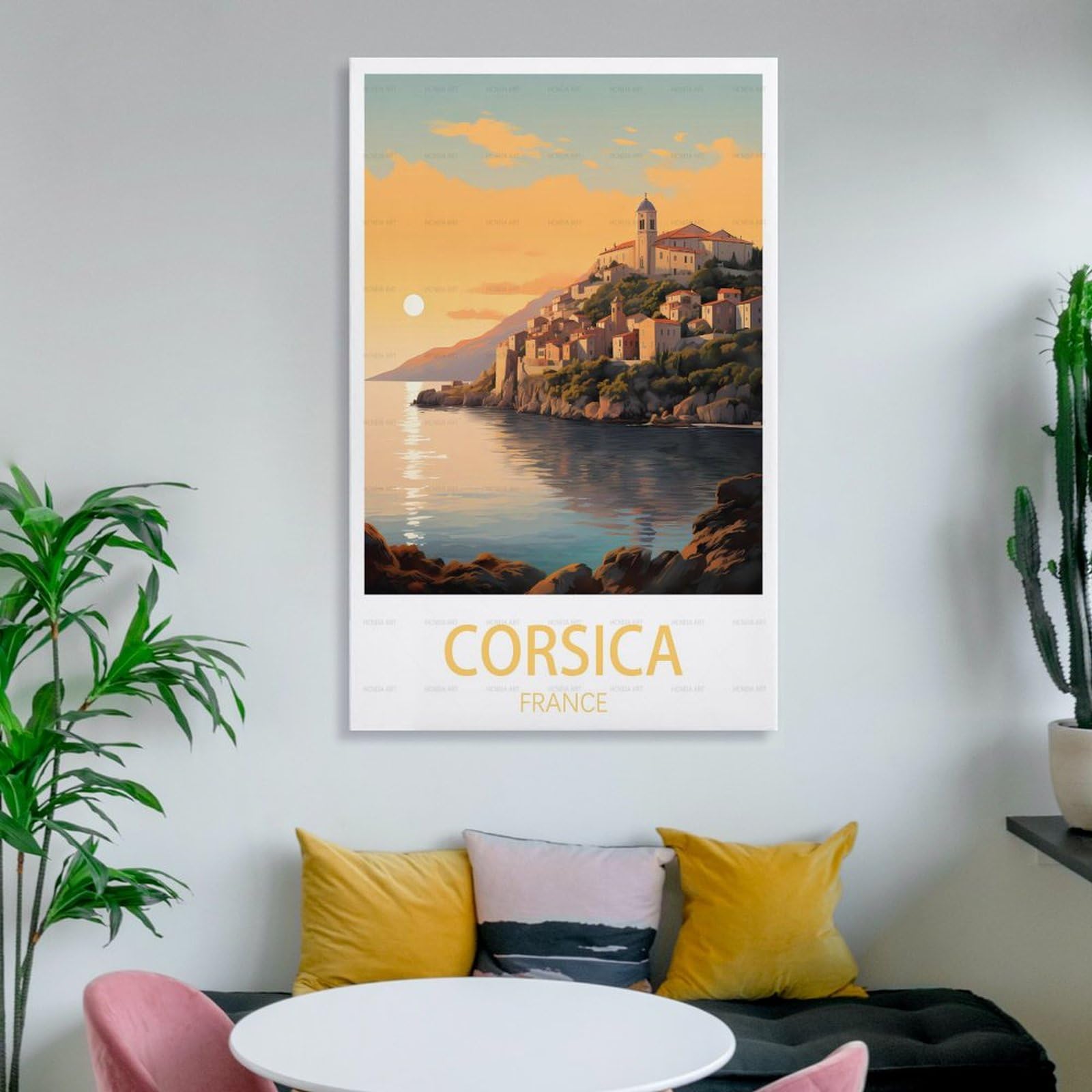 Poster Vintage Voyage Corse France - Impression Toile 20x30 Cm Décoration Murale