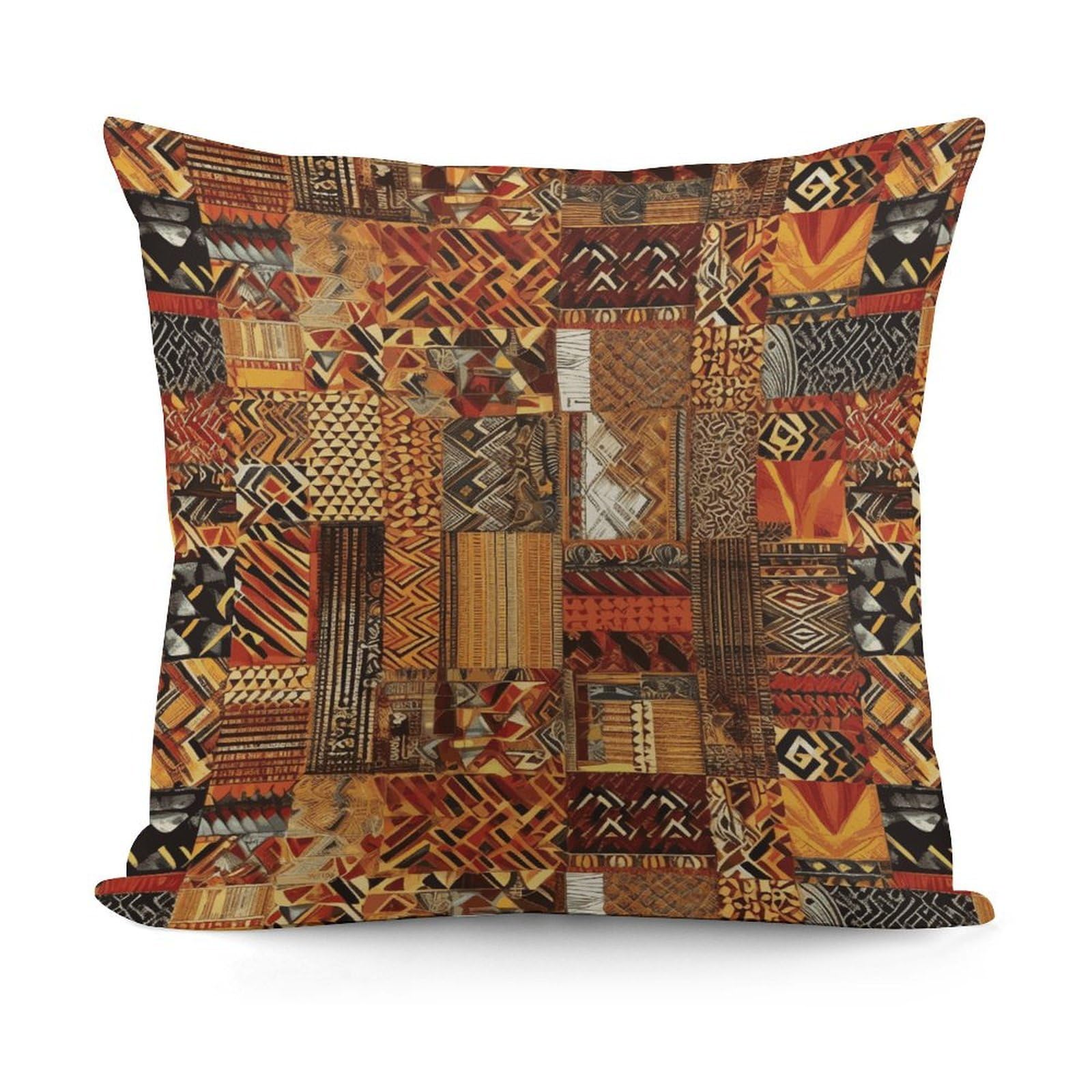 VstaDank African Textile Patchwork Throw Pillow Covers 18x18 Inch Soft Couch Home Decor Cushion Cover Comfortable Plush Square Cushion Case Farmhouse Decorative Pillowcase for Living Couch