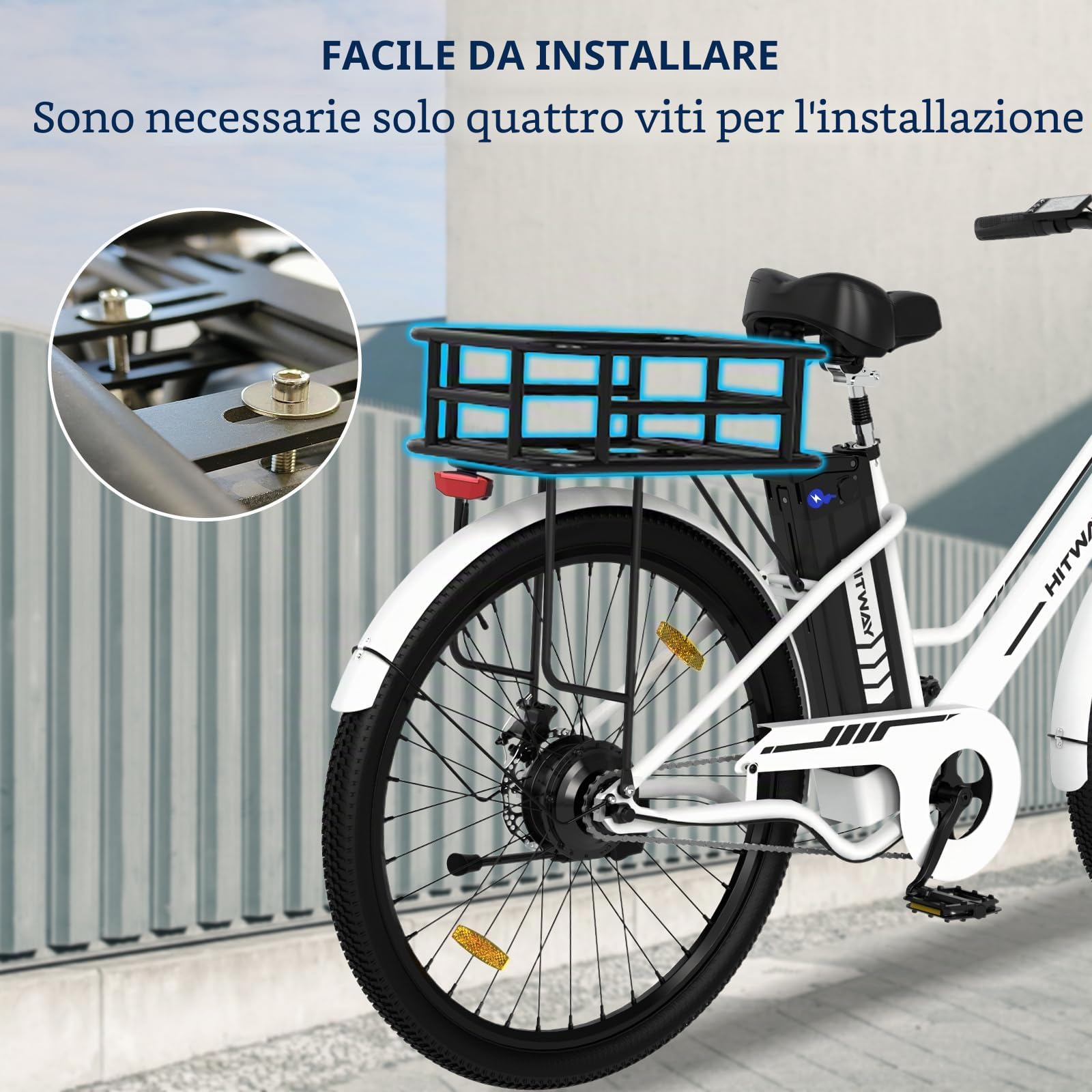 HITWAY Cestino per Bicicletta Posteriore e Anteriore, Cestino Bici Posteriore Fissaggio Incluso, Idrorepellente