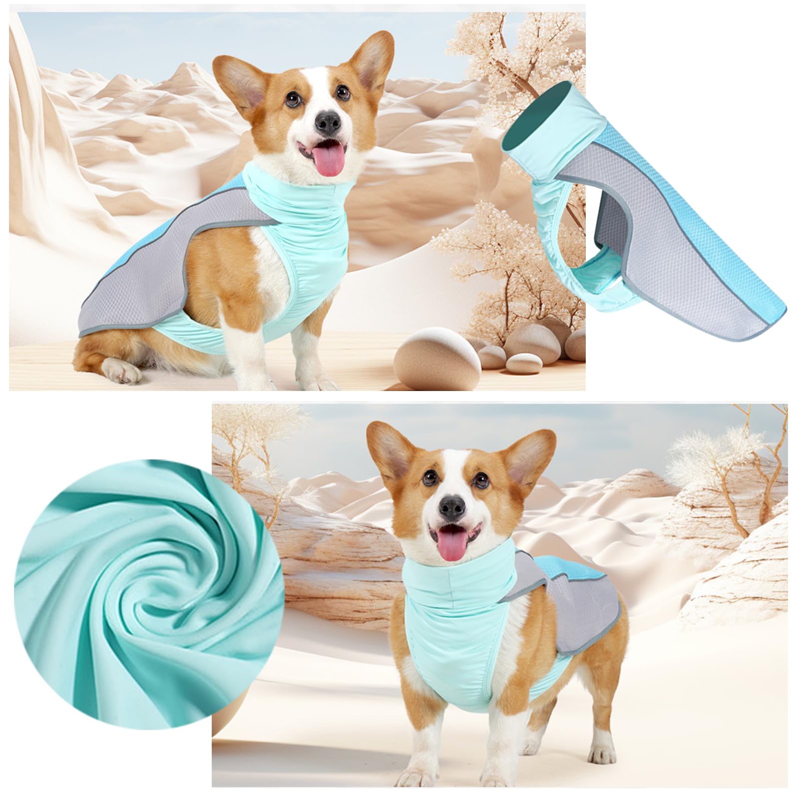 TYXHXTF Gilet Rinfrescante per Cani, Giacca di Raffreddamento Traspirante per Cani, Protezione Solare UV Efficace Cappotto Rinfrescante Cane per Attività Esterne (M)