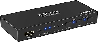 Portta Switch HDMI Commutateur 4K@60Hz 4x1 avec Audio Extractor Toslink SPDIF Optique Coaxial Stereo & ARC, Commutateur HD...
