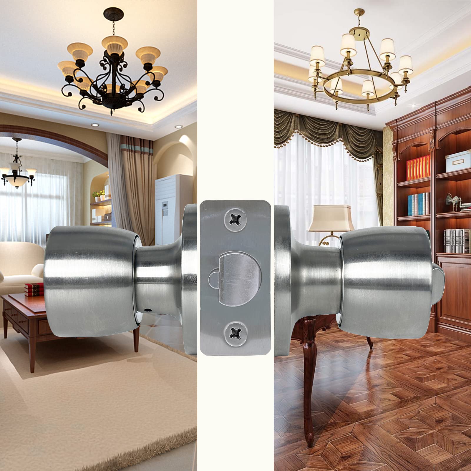 JO.KO Satin Nickel Door Knob - Lock & Key -3