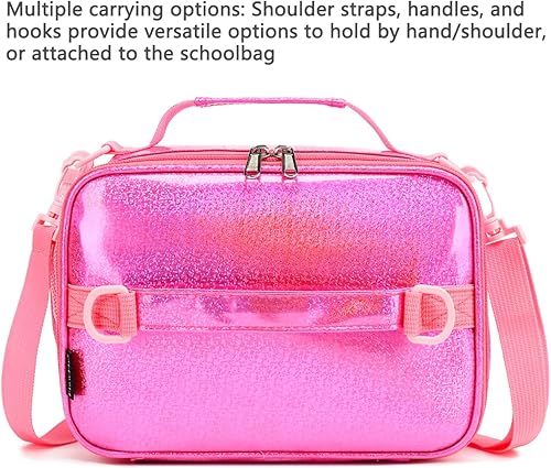 Miniatura 2 de FlowFly Bolsa de almuerzo para niños, lonchera escolar duradera aislada con correa para el hombro y soporte para botellas, resistente al agua,