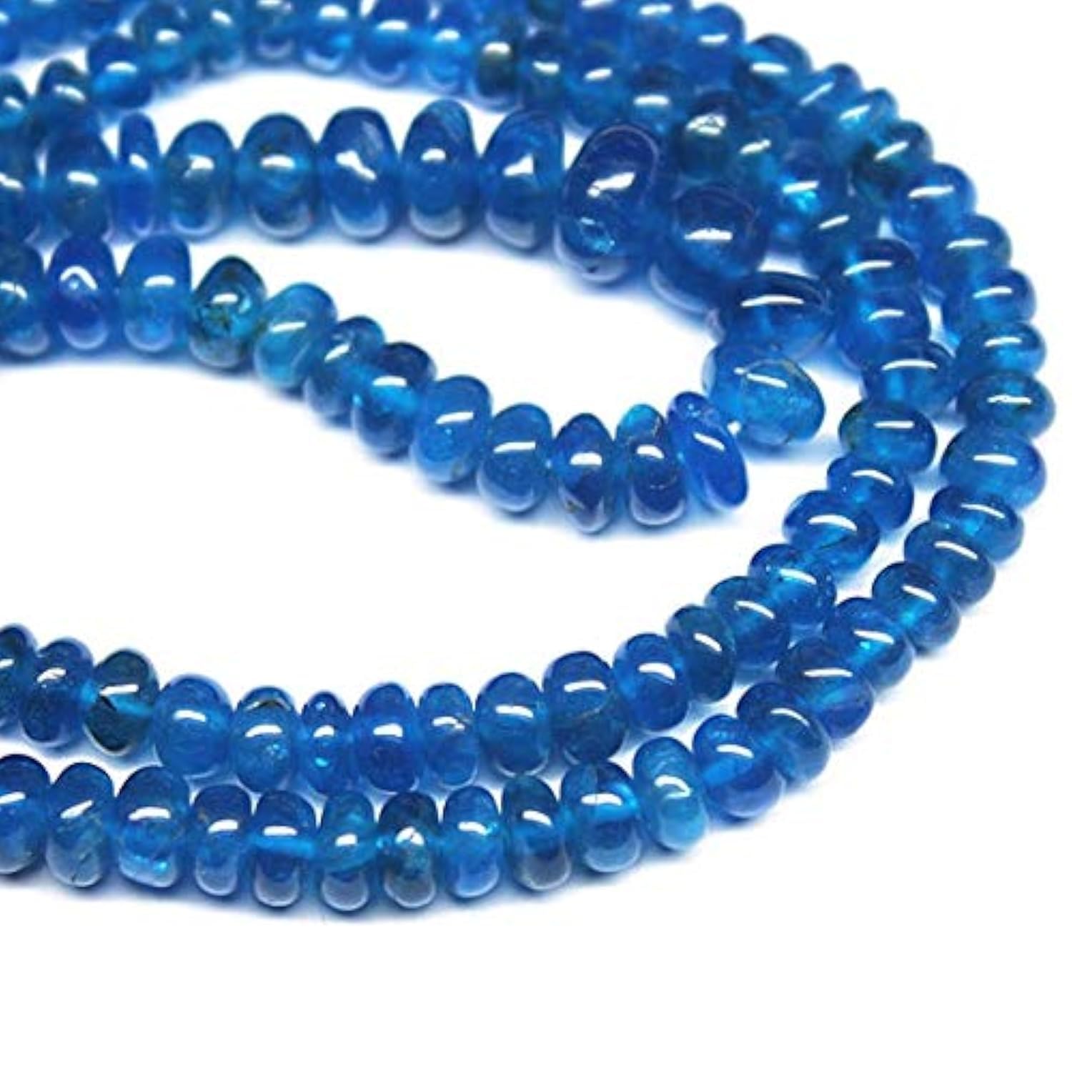 Perles apatite anti-imperfections : fil de rondelles lisses bleues DIY
