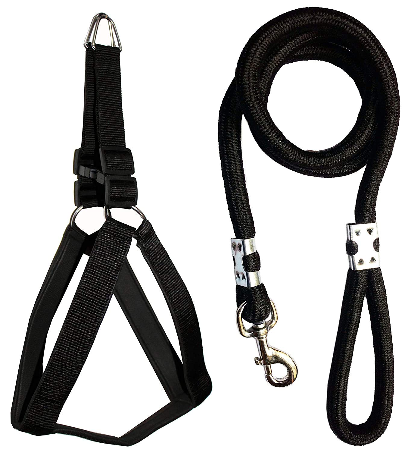 Smart Doggie™ Choke Free and Pulling Free Padded Easy Control Adjustable Nylon Chest Belt Harness 1 Inch and 15mm Leash Rope for Medium Dogs of All Breeds (Black) (B08TWM5ZSC) Amazon Price History, Amazon Price Tracker