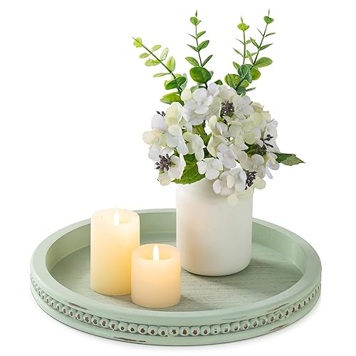Hanobe Sage Green Tray Decor: Round Decorative Tray for Coffee