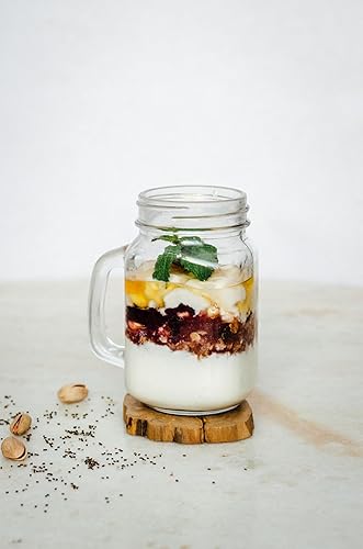 Miniatura 5 de Tarros Mason de 16 onzas con asa, vasos de bebida antiguos con etiquetas de pizarra y tapas de metal plateado, tazas de vidrio para fiestas o uso