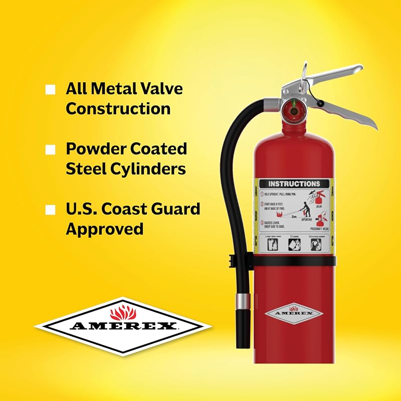 Amerex B402, 5lb ABC Dry Chemical Class A B C Fire Extinguisher 3A:40B:C (Pack of 2)