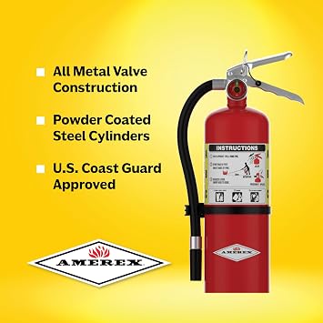 Amerex B402, 5lb ABC Dry Chemical Class A B C Fire Extinguisher 3A:40B:C (Pack of 2)