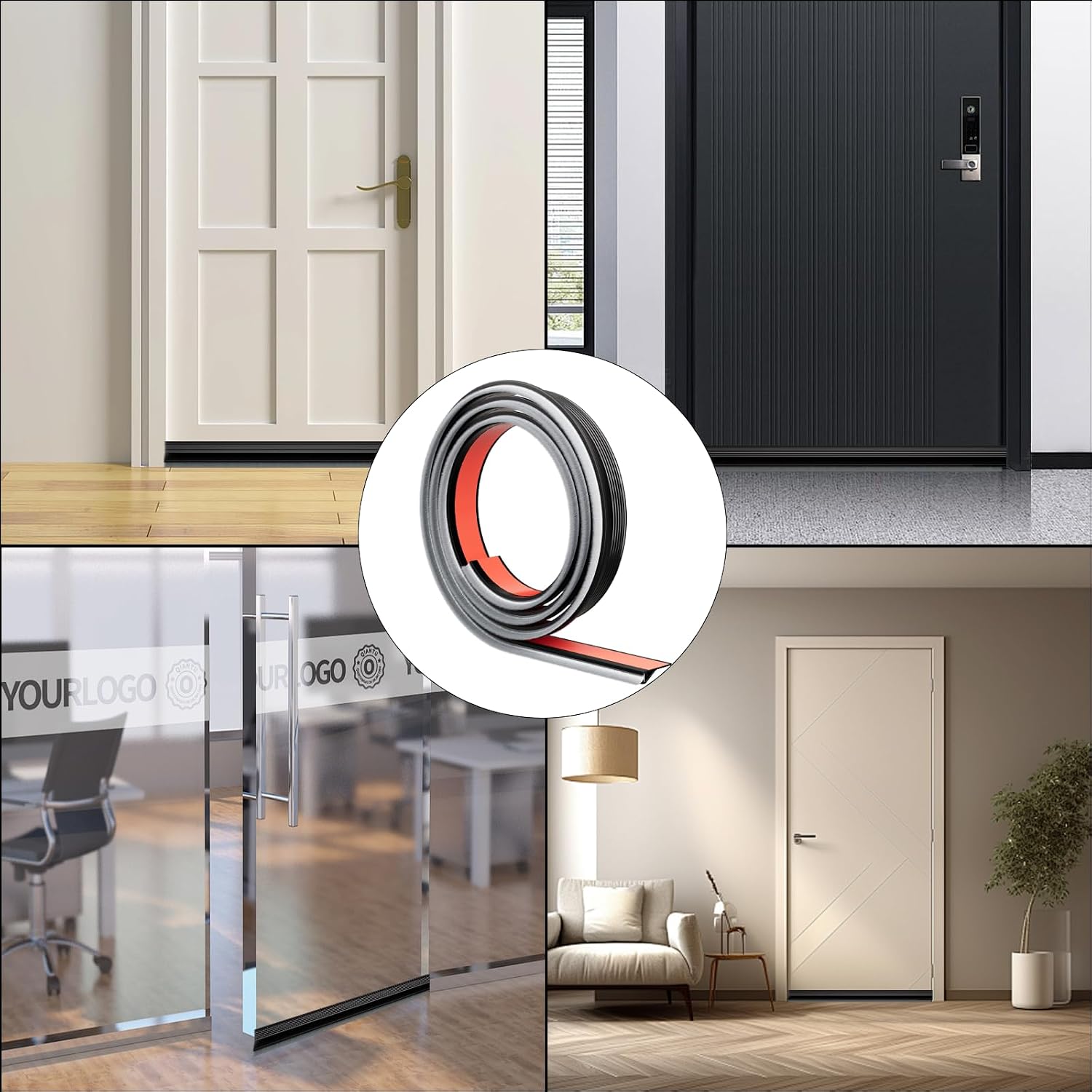 39” Under Door Draft Stopper with Brush,Bottom of Door Sweeps for Exterior & Interior,Gap Filler Sound Blocker Seal Strip,Draft Guard Dust Stopper(Black)