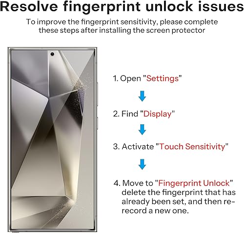 Miniatura 3 de OMOTON Protector de pantalla para Samsung Galaxy S24 Ultra, paquete de 3+2 S24 Ultra templado y protector de lente de cámara, compatible con