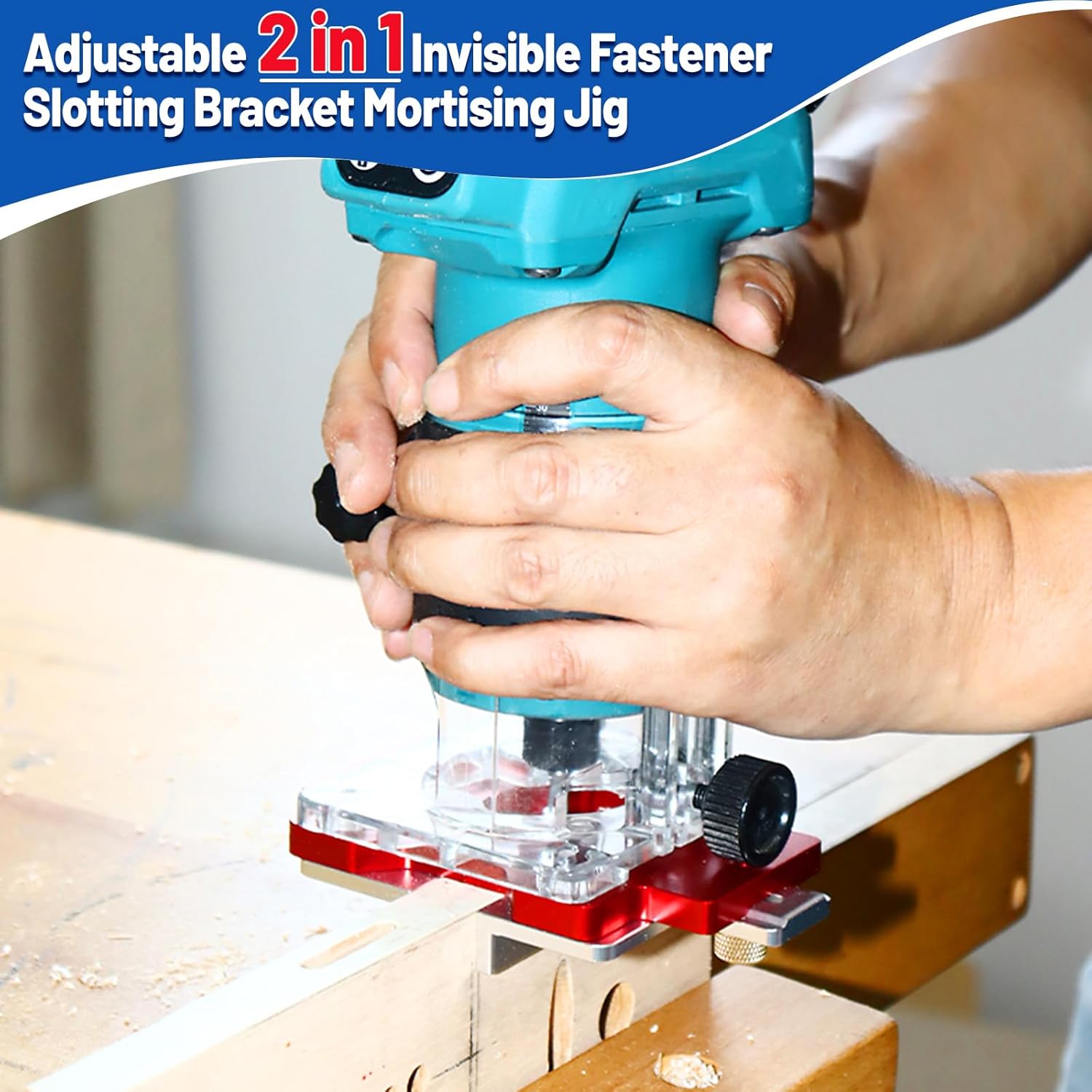 2 in 1 Wood Router Slotting Locator, Thickened Aluminum Alloy Woodworking Tool with Scale, Adjustable Cabinet Handle Positioner for Slotting/Drilling