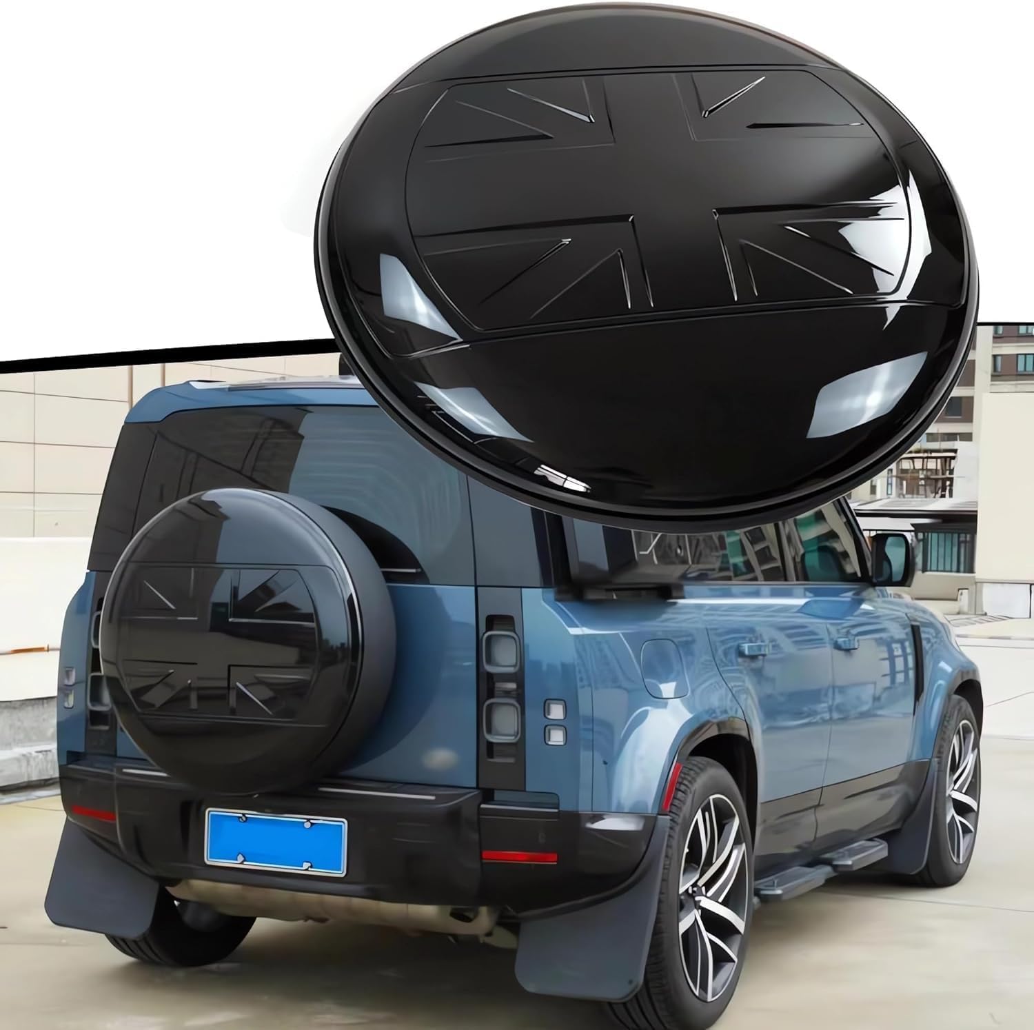 Pokrowiec na koło zapasowe, osłona na oponę, tworzywo sztuczne, pasuje do Land Rover Defender 90, 110, 130, 2-drzwiowy, 4-drzwiowy, 5-drzwiowy, 2020, 2021, 2022, 2023, 2024, 2025, czarny