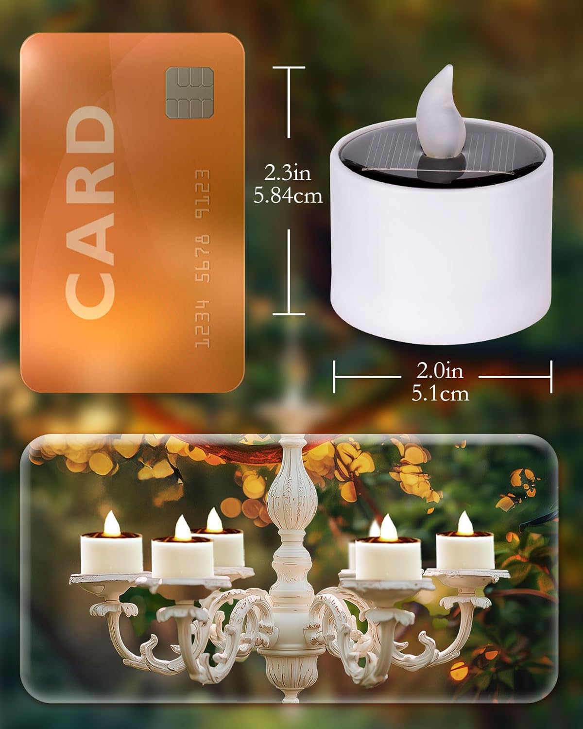 Homemory Solar Candles Outdoor Waterproof, Dusk to Dawn Outdoor Lighting, Reusable LED Tea Light Candles for Lantern Garden Camping and Home Decor, 2.3''x2'', Pack of 6