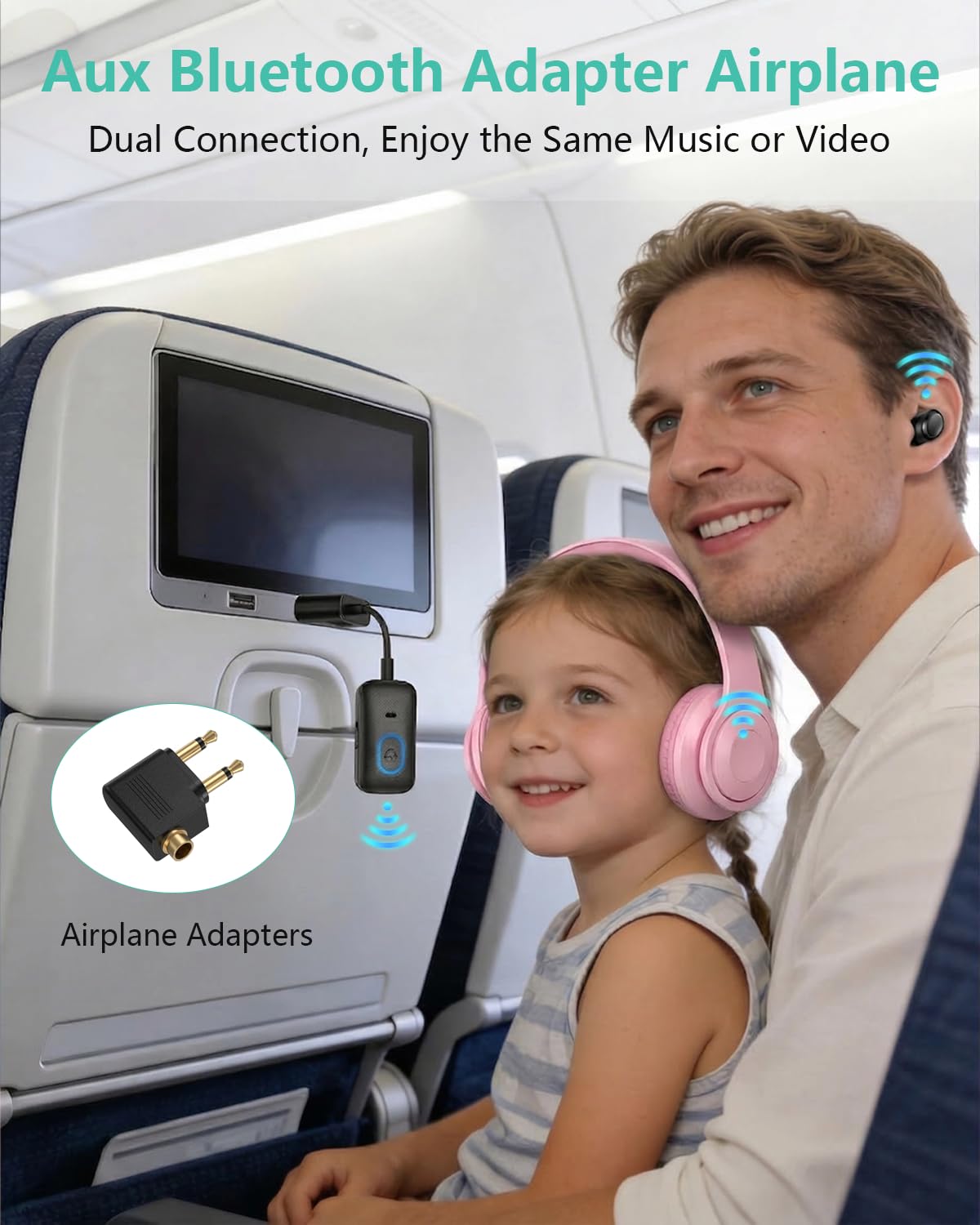 Bluetooth 5.4 nadajnik odbiornik, ORIA Bluetooth Aux Adapter do samolotu, 2 w 1 Blue-Tooth adapter jack 3,5 mm nadajnik odbiornik słuchawki, Bt, TV
