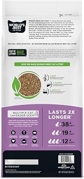 World's Best Cat Litter, Lavender Scented, Long-Lasting Odor Control, 8 lb