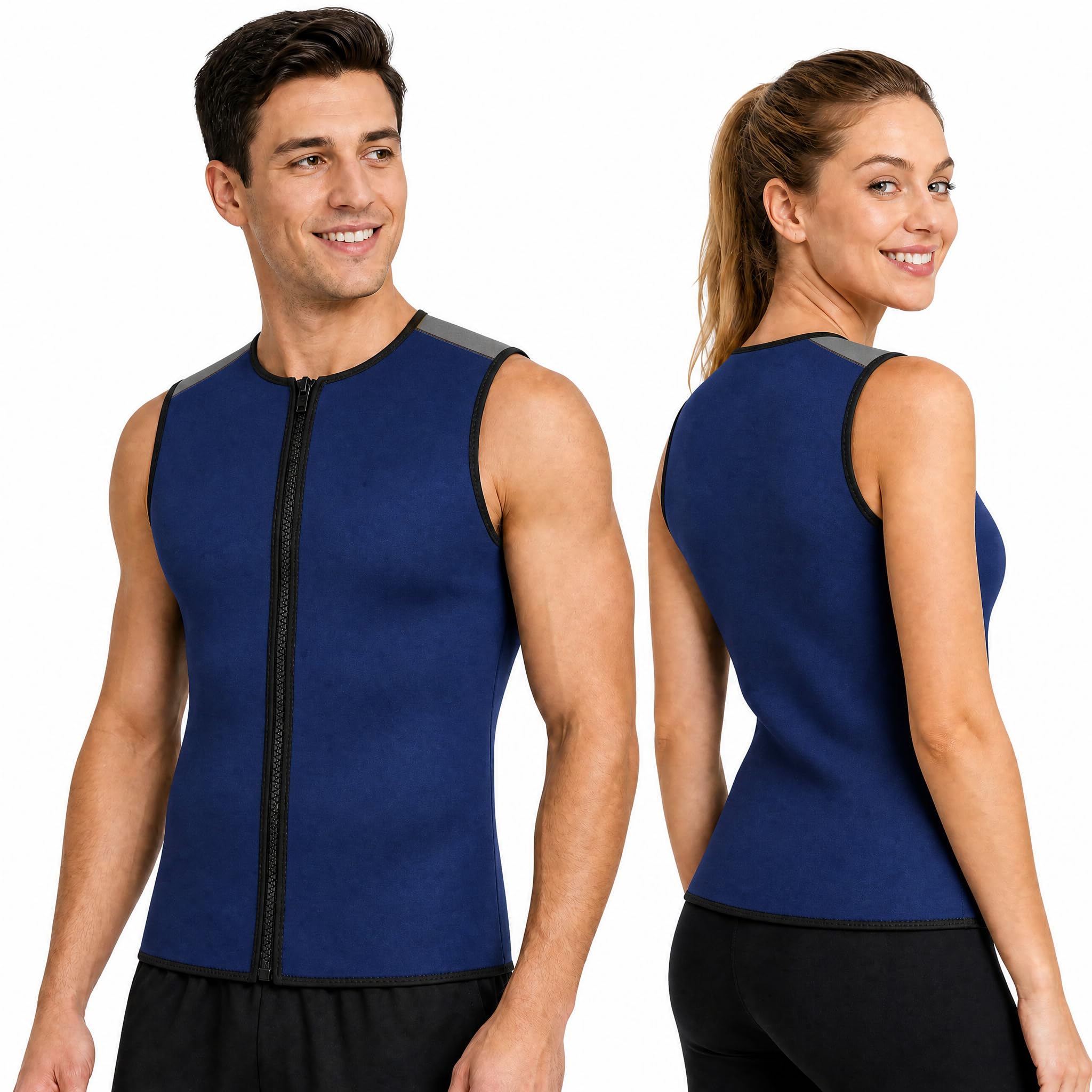 doorslay Men's Wetsuit Vest, Sleeveless Wet Suits Tops for Men 3mm Front Zip Neoprene Jacket Thermal Vest for Swimming Snorkeling Surfing Diving (Navy Blue L)