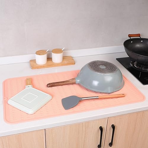 Miniatura 51 de Tapete de silicona para secado de platos para múltiples usos, fácil de limpiar, ecológico, resistente al calor, tapete de silicona para encimera