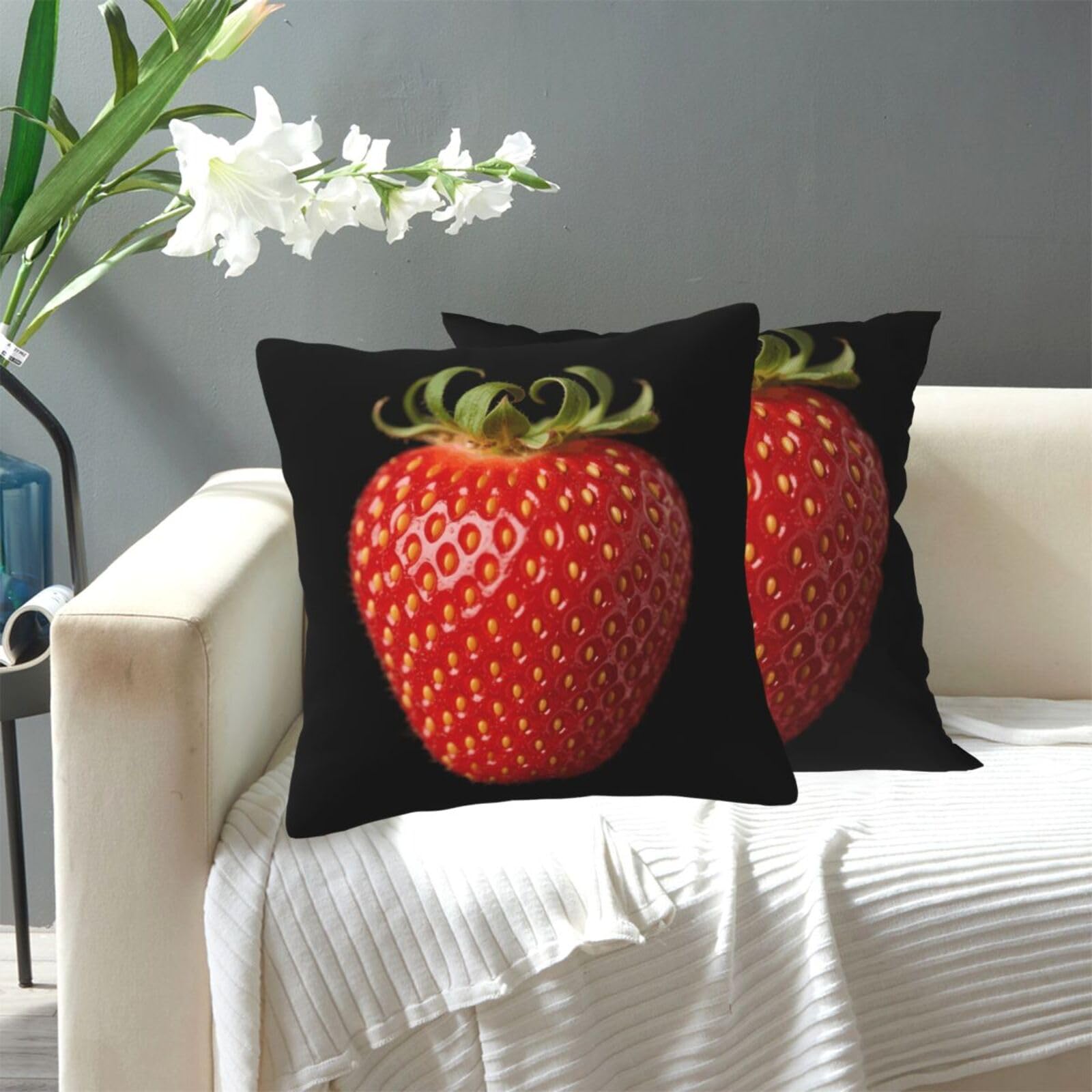 FekiLoot Decorative Throw Pillow Covers Modern Farmhouse Pillowcase Double Sided Cozy Cushion Cover for Sofa Couch Bed 20"X20" Fresh Fruits