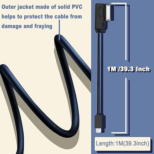 Miniatura 6 de AMI MMI - Cable auxiliar para iPhone 14 13 12 11 XS XR X 8 7 6, adaptador de interfaz auxiliar de coche compatible con Audi