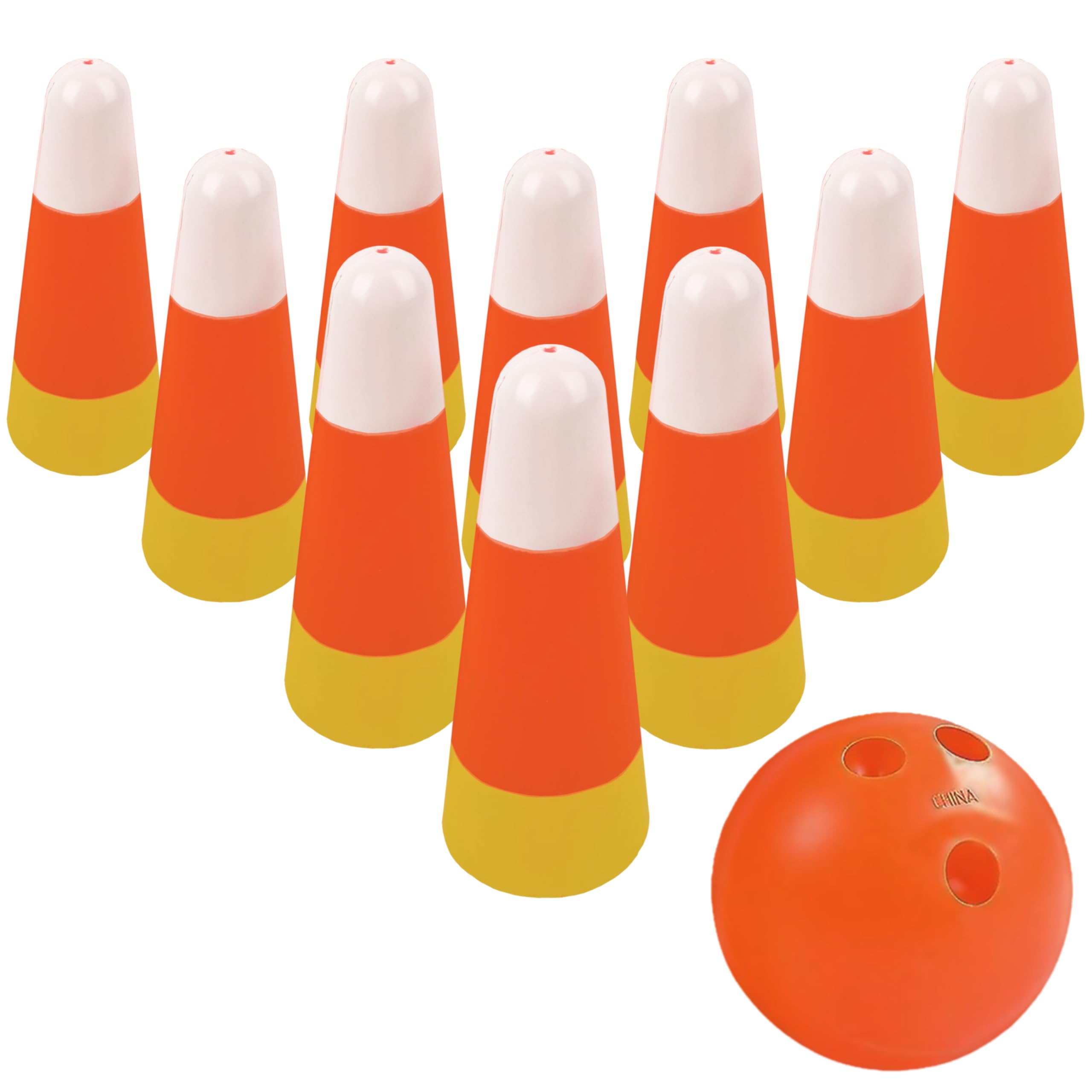 4E's Novelty Halloween Candy Corn Bowling Game for Party, Plastic Fall Games for Kids &amp; Adults Indoor/Outdoor Backyard Fall Carnival Activity Trunk or Treat Game, Fall Festival Party Supply