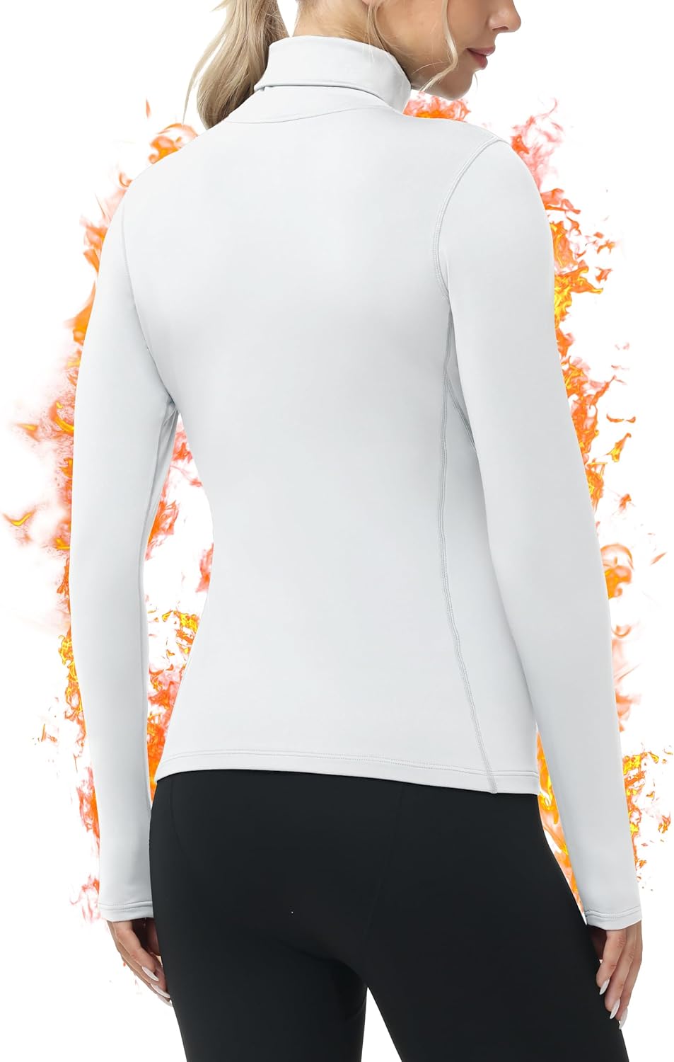 Roadbox Womens Thermal Underwear Tops, Turtleneck Warm Fleece Lined Long Sleeve Shirts, Winter Cold Weather Ski Base Layer - Image 2