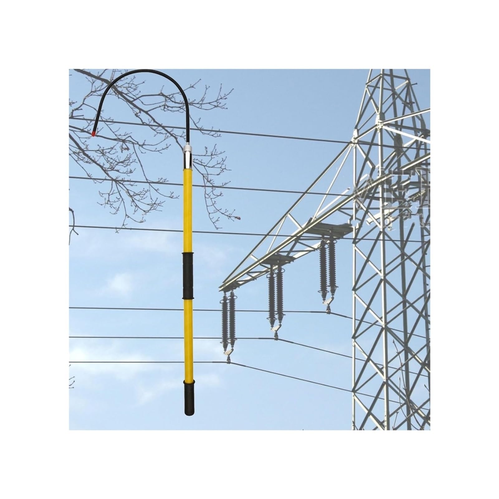 High-Voltage Rescue Hook With 3, 5, 6, 10 Foot Long Epoxy-Insulated Pole, Insulated Rescue Hook 10 Kv 35 Kv 110 Kv For Electric Shock Protection, Electric Vehicles, Elect,Yellow-1M/39.4IN/3.3FT