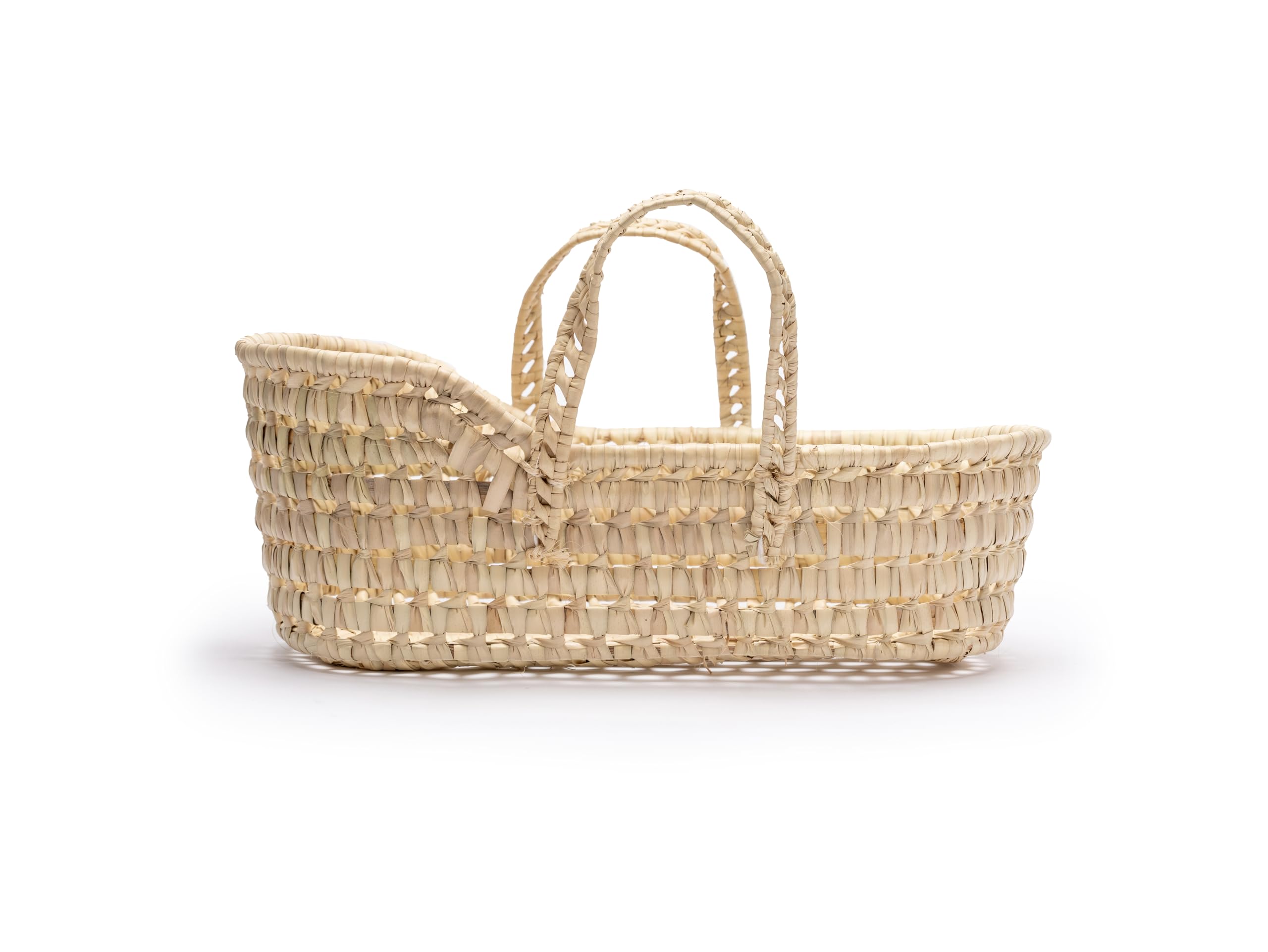 Cuna de Muñecas Artesanal de Fibras Naturales, Vintage, Cesta de Mimbre Hecha a Mano, Aprox. 40 x 25 x 15 cm