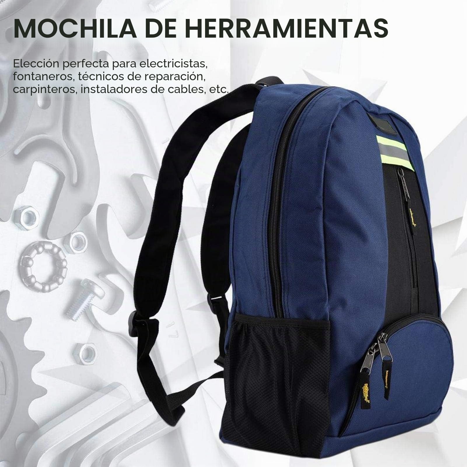 Bolsa de Herramientas, Mochila para Herramientas 1680D Oxford Mochila de Trabajo de Tela Mochila de Herramientas de Tela para Electricista Plomero Reparador(azul)