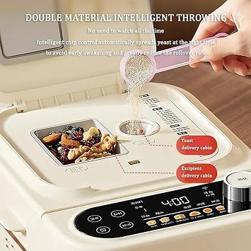 220v Digital Bread Maker, Breadmaker with Nut Automatic Dispenser,with Timer Delay, Keep Warm Setting, Gluten and Sourdough Options