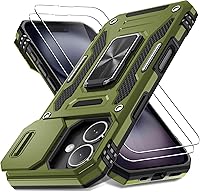 Vista 12 de DEERLAMN Funda para iPhone Air de 6.5 pulgadas con cubierta deslizante para cámara + protector de pantalla (2 paquetes), soporte de anillo giratorio