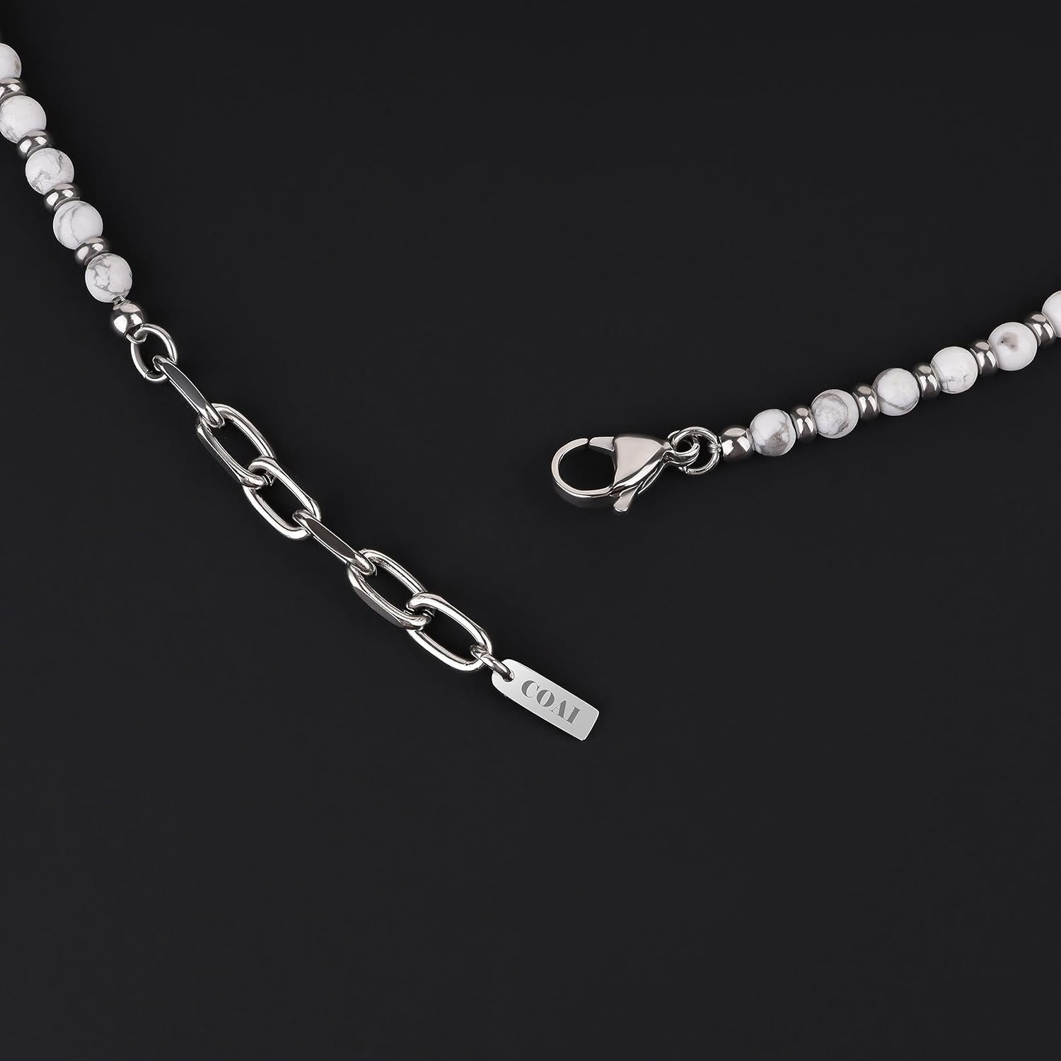 COAI Women's Men's Stone Beaded Necklace, Turquoise Necklace/Onyx Necklace/Howlite Necklace