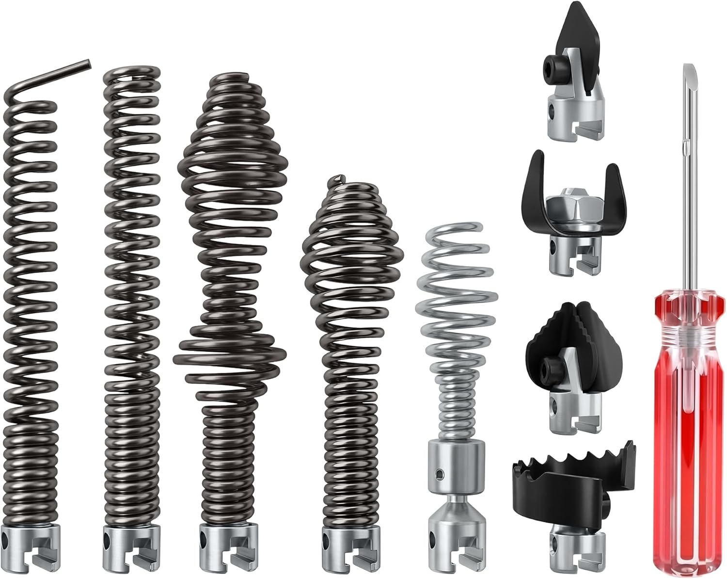 10Pcs Drain Snake Drill Attachment for RIDGID K-400/C-4/C-6/C-7/C-8/C-9, 5/8" Auger Cutter Kit, 4 Cutters & 4 Spirals, Heavy Duty Drain Cleaner Tools,Professional Drain Auger Tools for Clog Removal