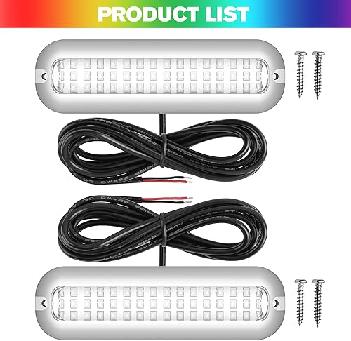 Miniatura 7 de HUSUKU Luces LED marinas de mediados de 42 LED de 1500 LM para barco bajo el agua (azul), 2 unidades, 5.1 pulgadas, IP68, acero inoxidable 316,