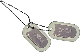 Matte Stainless Steel US Military Dog Tag Set - Yellow Glow in The Dark Silencer