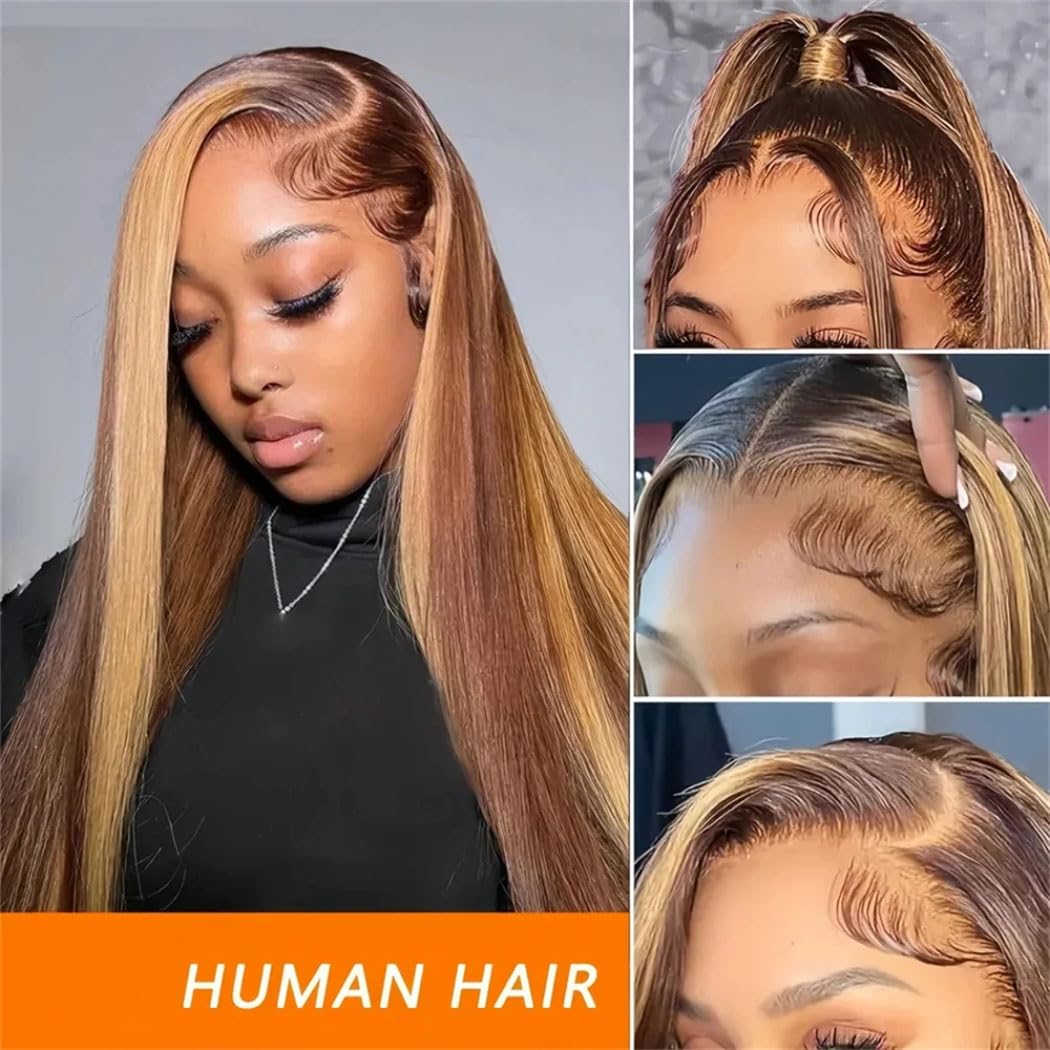 4X27 Straight Wig 46 Inch 100% Human Hair 13X6 HD Transparent Lace Frontal Wig Pre-Plucked Brazilian Hair