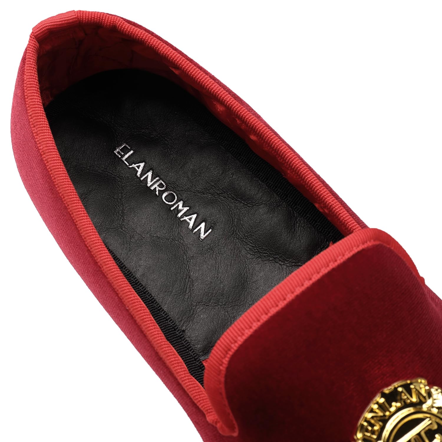 ELANROMAN Men's Velvet Loafers Dress Fashion Wedding Party Prom Shoes: 9.5 Red