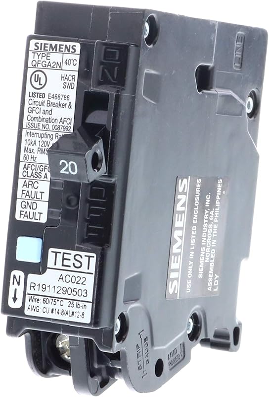 20 Amp 1-Pole Dual Function (CAFCI/GFCI) Plug-On Neutral Circuit Breaker
