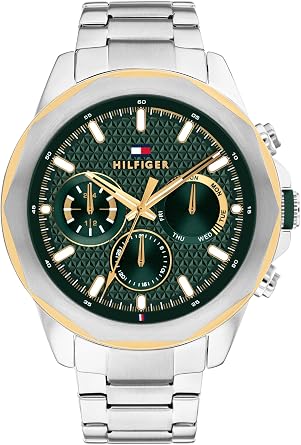 Tommy Hilfiger Mens Multifunction Quartz Watch, Stainless Steel Bracelet, Water Resistant 5 ATM, Urban Stylish Timepiece, Gift for Him, 46mm