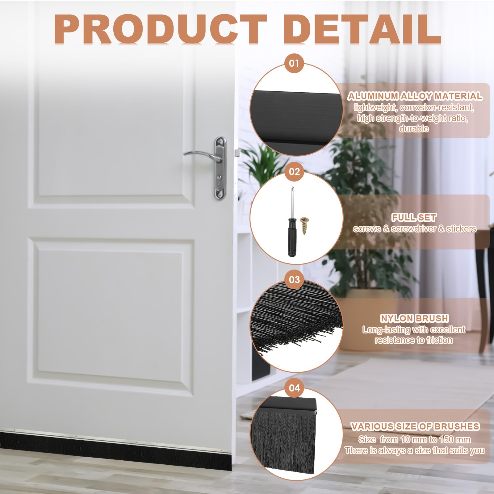 PATIKIL Door Brush Sweeps 3.94" Bristles x 47.24" Long - Image 3