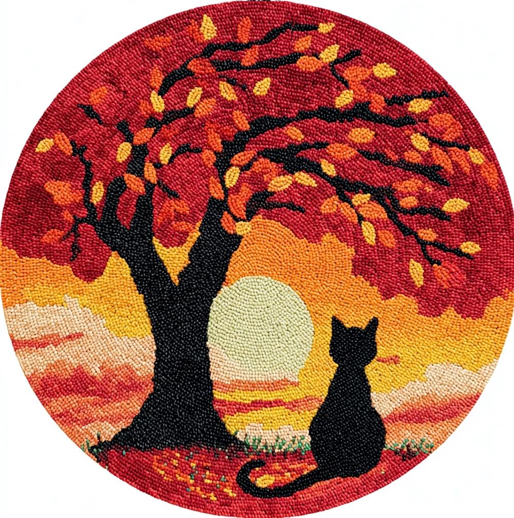 kitphoenix Latch Hook Kits for Adults, Autumn Golden Tree Leaves
