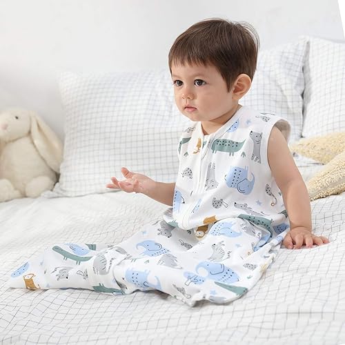 Miniatura 3 de Mosebears Saco de dormir para bebé con cremallera de 2 vías, saco de dormir de algodón de 0.5 TOG unisex (paquete de 2, L (12-18 meses))