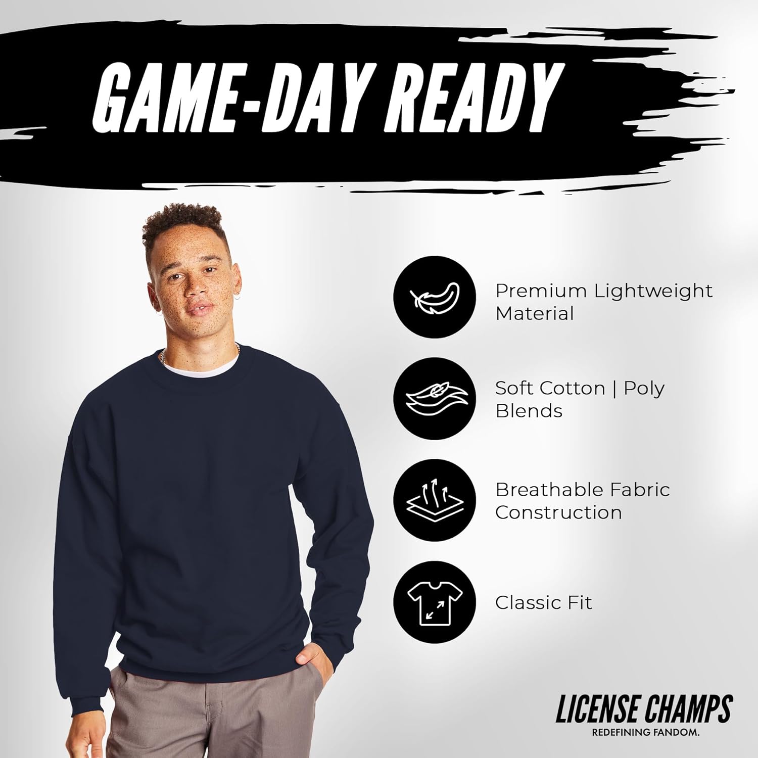 License Champs Crewneck Sweatshirt | Official College NCAA Game Day Merch | Mens Womens | Bar Logo - Image 7
