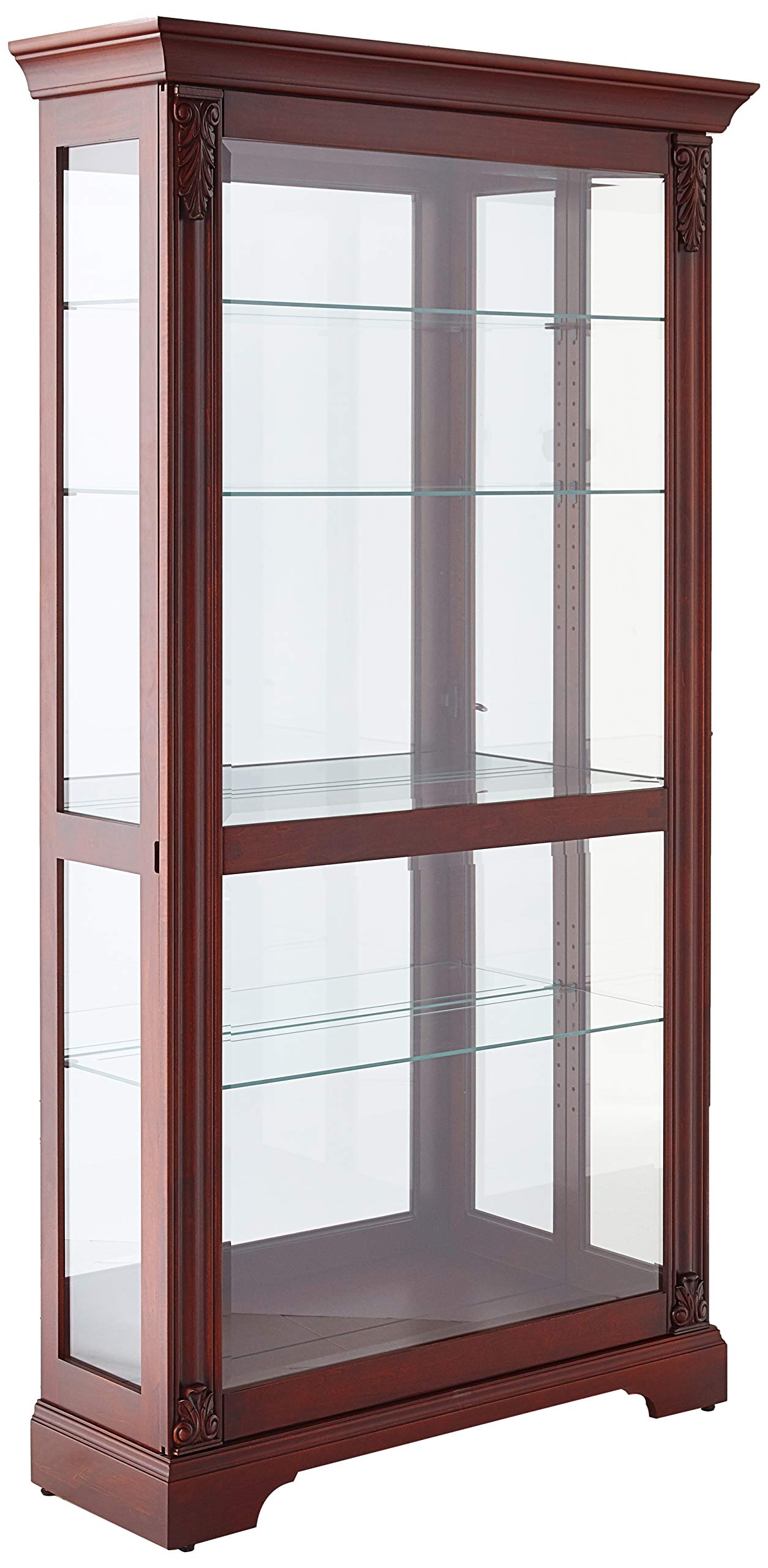 Howard Miller Andreus Curio Cabinet II, Adjustable Shelf Cabinets Wood Finish, Lockable Slide Door -Illuminated & Vertical Display for Home Decor, Living Room & Favorite Collectibles