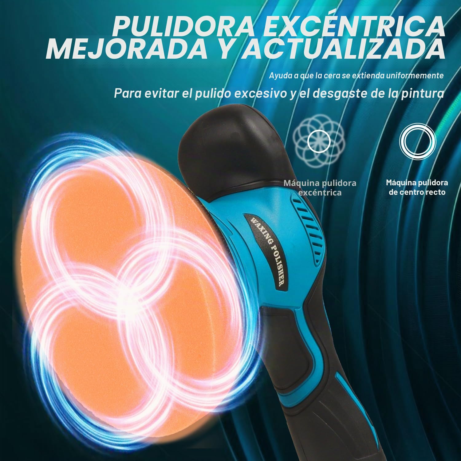 HERZO Pulidor de batería de 150mm, amortiguador y pulidor de coche, 6 velocidades variables, juego de pulido automático, 2 baterías de 21 V 1,5 Ah, pulidor inalámbrico para el cuidado del automóvil