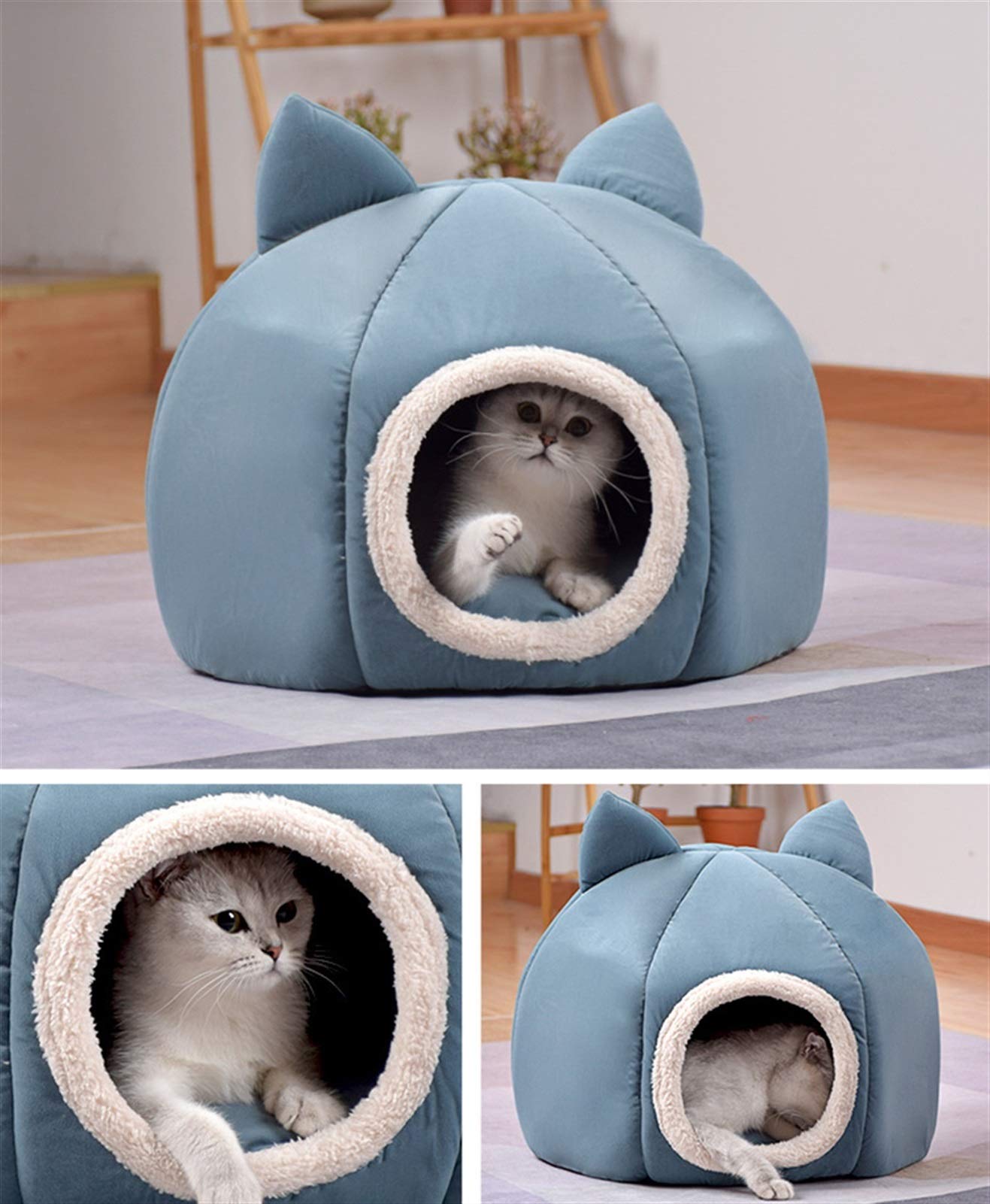 Panier pour Chat - Maison pour Chat Igloo Lit pour Chat D'intérieur pour Chatons et Petits Chiens (Color : Purple, Size : 48x48x47cm)