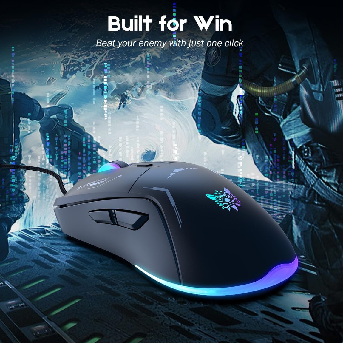 Wired Gaming Mouse, PC Computer Mice USB Mouse with RGB Modes, 4 Adjustable DPI Up to 3600, 6 Buttons Ergonomic Optical Mouse for Windows PC Mac Laptop Gamer