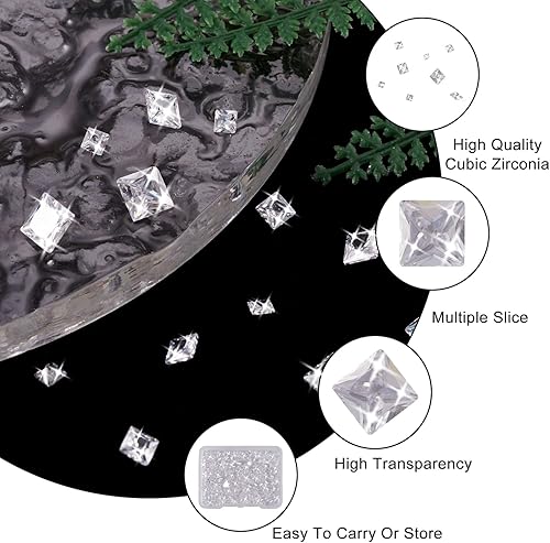 Miniatura 2 de PH PandaHall Pandahall - 265 unidades de 4 tamaños de circonita cúbica transparente de grado A, piedras preciosas de diamantes de imitación